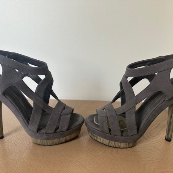 Jil Sander Sandal Pumps, Grey, Suede, Strappy, Stilleto, Size 36.5 - Picture 5 of 15